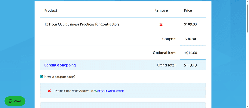 15% Off on 5 Hour CCB CE Package - Use CCB License Coupon